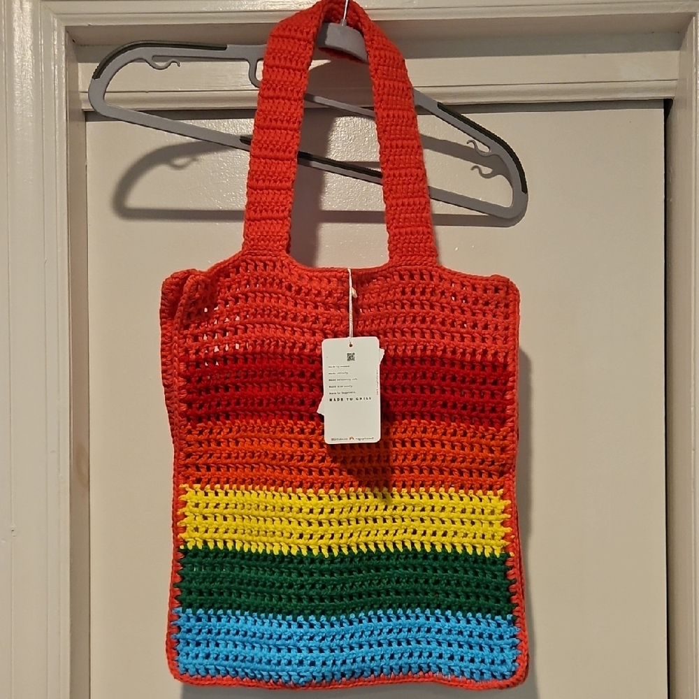 NWT Stephanie Gottlieb X pitusa Rainbow Crochet Tote Bag